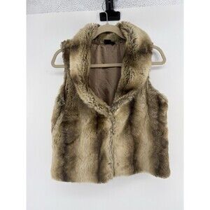 Woodland Vest Womens Small Cashmere Blend Brown Lined Faux fur hook closure